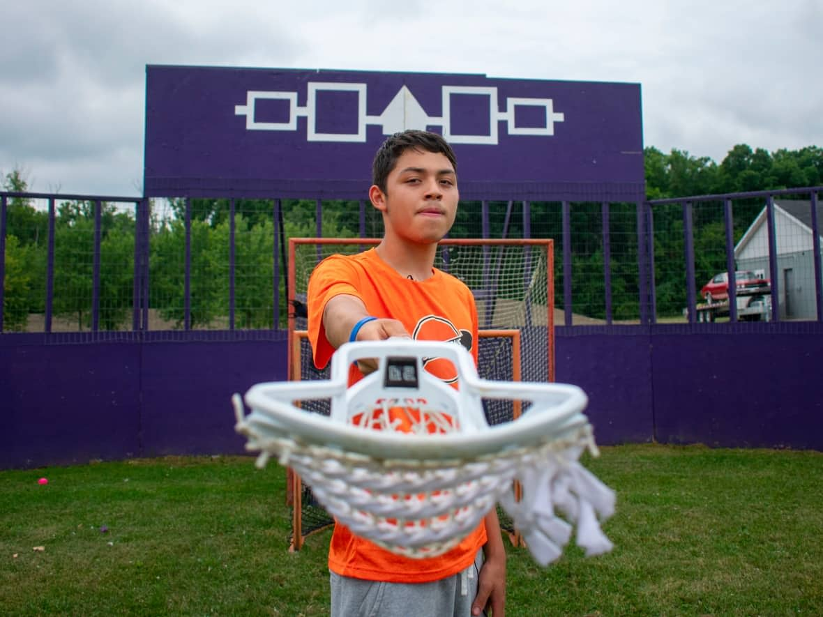 Kenny Porter is a 16-year-old lacrosse player from Six Nations of the Grand River, near Brantford, Ont. He's among the 38 Indigenous athletes competing in box lacrosse at the Canada Games in Ontario's Niagara region.  (Bobby Hristova/CBC - image credit)