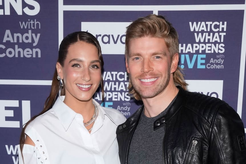 Amanda Batula and Kyle Cooke at the Watch What Happens Live clubhouse in New York City.