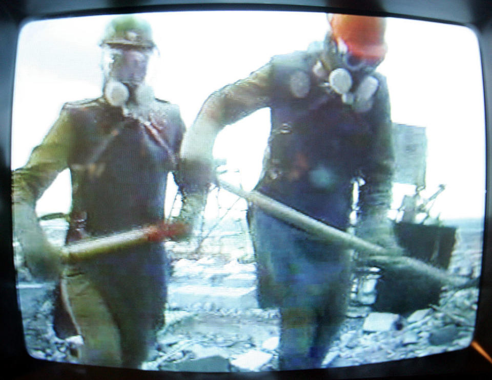 Chernobyl liquidators on the roof