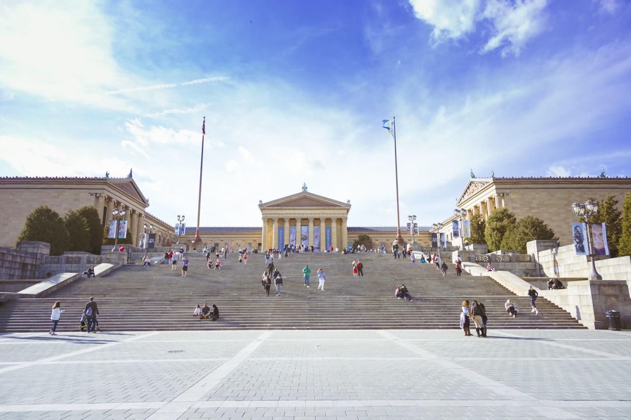 Focus on steps of Philadelphia Museum of Art, Philadelphia on a sunny day