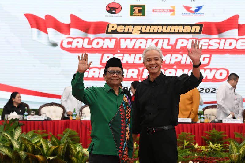 Indonesian presidential candidate Ganjar Pranowo and vice-presidential candidate Mahfud MD's declaration in Jakarta