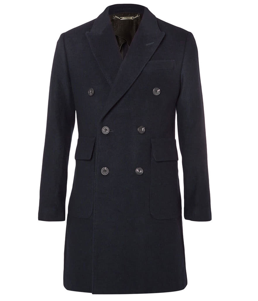 Hardy Amies Slim-Fit Double-Breasted Brushed-Cashmere Overcoat