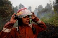 The Wider Image: Indonesia's firefighters on frontline of Borneo's forest blazes