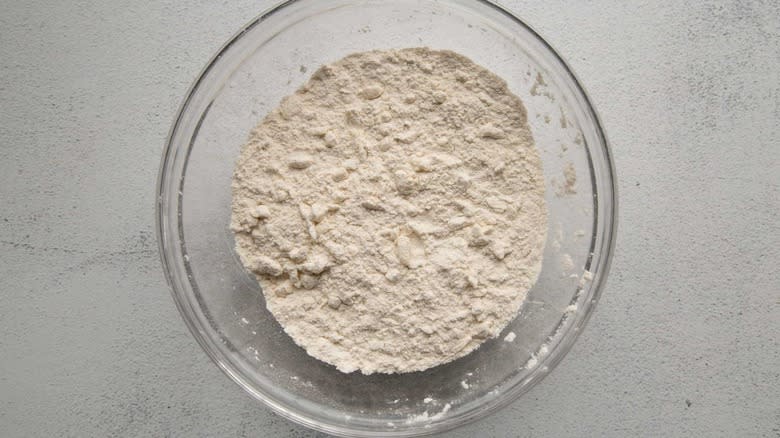 clumpy flour mixture in bowl