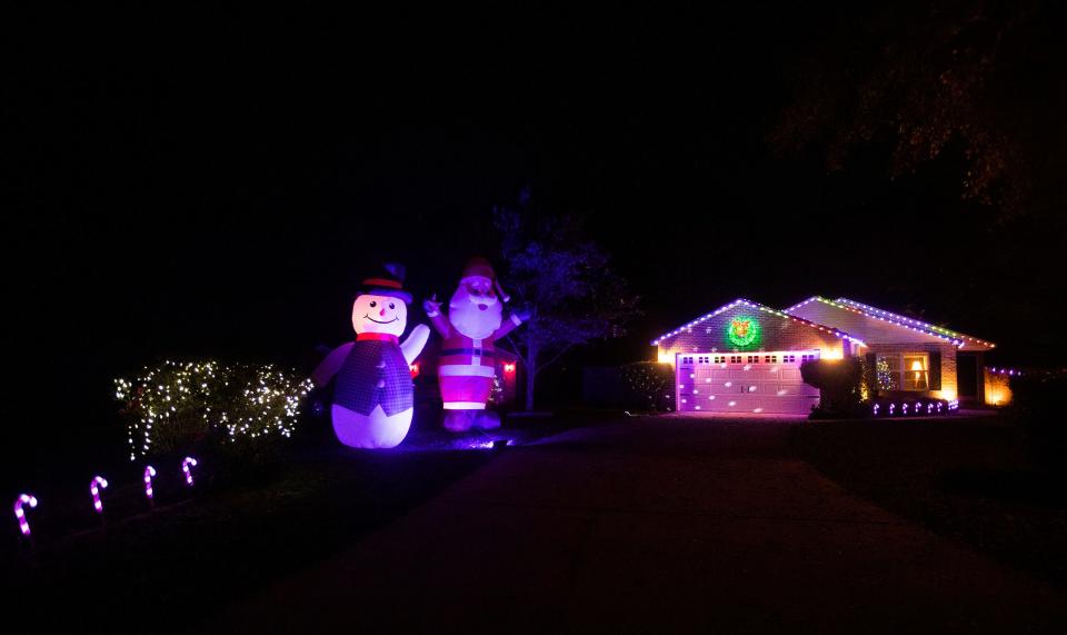 A house decorated for the holidays on Zermatt Drive in Tallahassee, Fla. as seen on Thursday, Dec. 9, 2022. 