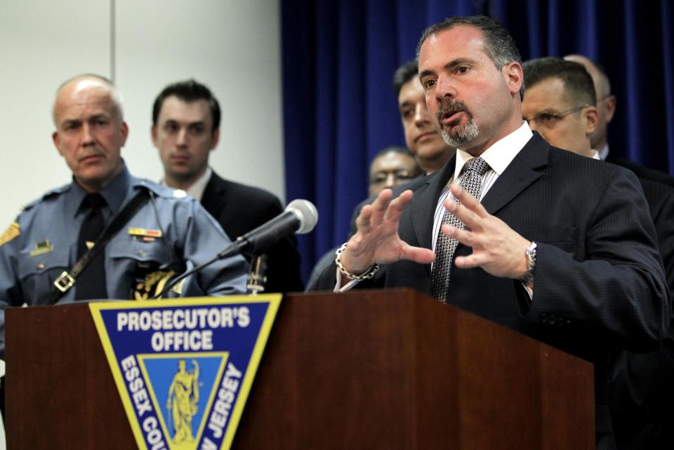 Newark Police Department Police Director Sam DeMaio talks to the media during a news conference talking about the arrest of members of a luxury car theft ring, Tuesday, April 17, 2012, in Newark, N.J. Prosecutors say the Newark-based thieves traveled to affluent communities from Bergen to Ocean counties in search of luxury vehicles. They would usually strike during the early morning and most often would grab cars that still had their keys inside. Eleven people have been arrested, most of them from Newark. Among the vehicles recovered were a Porsche, a Ferrari, a Mercedes and two BMWs. (AP Photo/Julio Cortez)