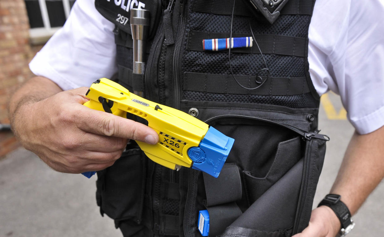 Extra protection: Tasers will be issued to every frontline officer in one police force in response to a "sickening trend" of attacks on the emergency services.