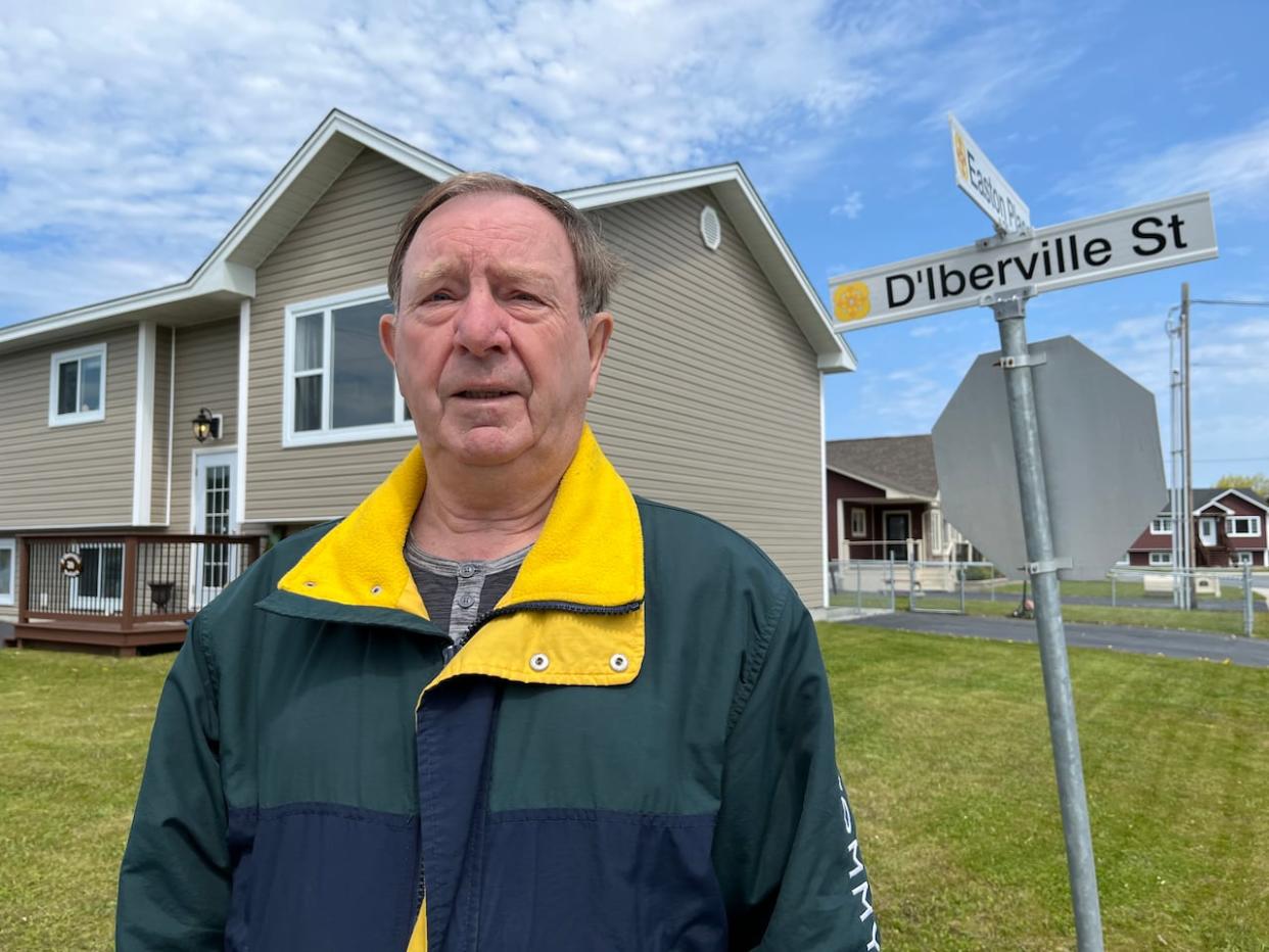 Although Power doesn't live on D'Iberville Street, he strongly believes that the name should be changed to that of another Carbonear resident. (Henrike Wilhelm/CBC - image credit)