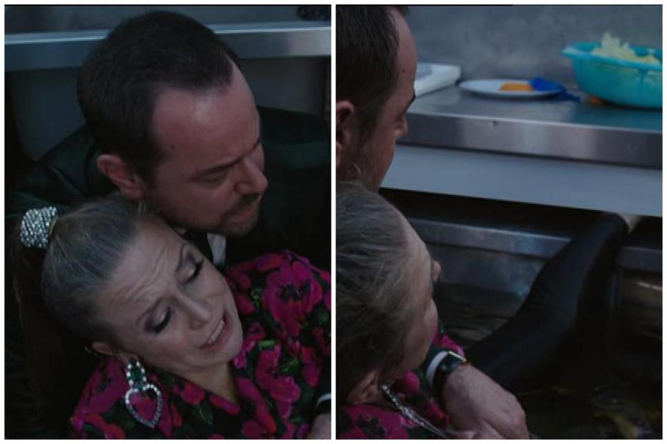 Linda and Mick Carter were in deep water in EastEnders' dramatic Titanic-themed episode (BBC One)