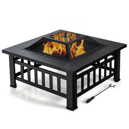 Patiojoy 3 in 1 Patio Fire Pit Table Outdoor Square Fire Pit- Walmart Canada