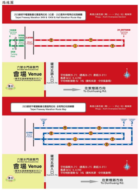 「2023臉部平權運動-台北國道馬拉松」路線圖。（圖／翻攝畫面）