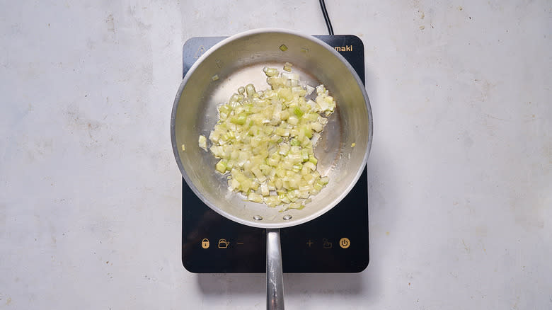 cooking leeks in skillet