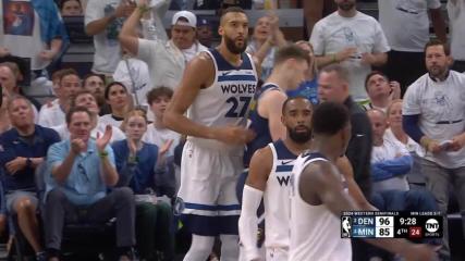 Rudy Gobert goes up to get it and finishes the oop