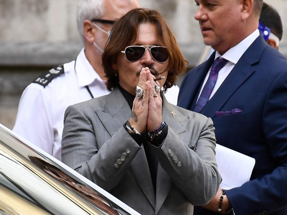 Johnny Depp outside High Court in July 2020