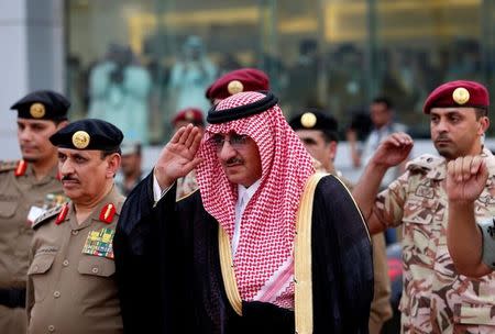 Saudi Crown Prince Mohammed Bin Nayef, the interior minister, arrives to a military parade in preparation for the annual Haj pilgrimage in the holy city of Mecca September 5, 2016. REUTERS/Ahmed Jadallah/Files