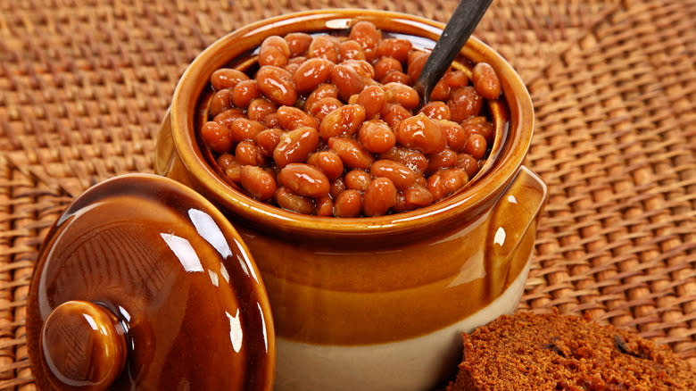 Boston baked beans in pot