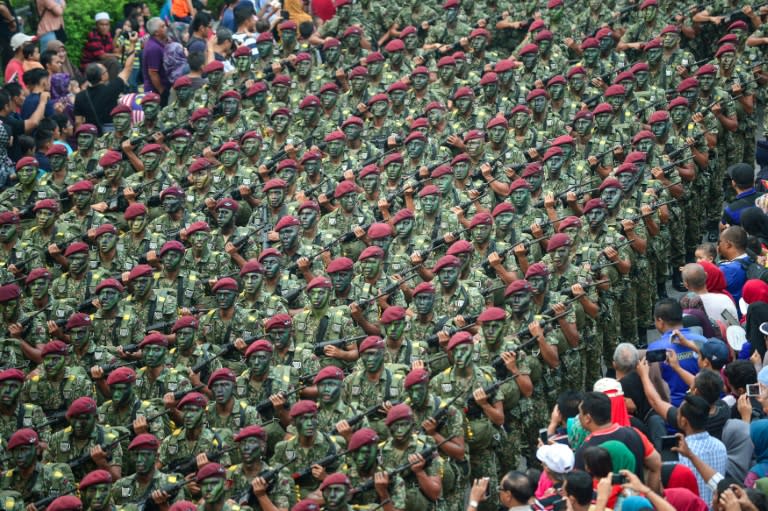 Malaysia's military parade during National Day celebrations at Independence Square in Kuala Lumpur, on August 31, 2015