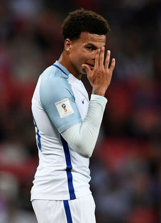 Soccer Football - 2018 World Cup Qualifications - Europe - England vs Slovakia - London, Britain - September 4, 2017 England’s Dele Alli looks dejected REUTERS/Dylan Martinez