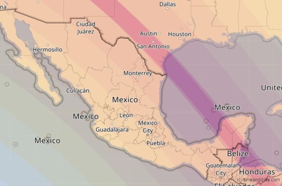 Ruta del eclipse solar en México 2023