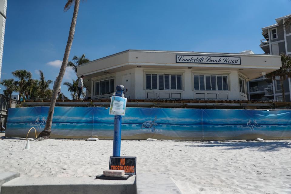 A March 1 photo of repairs continuing at The Vanderbilt Beach Resort and The Turtle Club in Naples due to damage from Hurricane Ian.