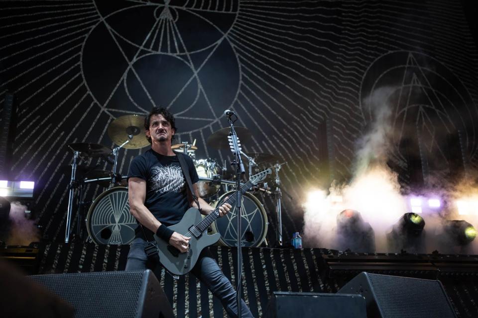 Joe Duplantier of Gojira performs at Knotfest at Ak-Chin Pavilion on Sunday, Aug. 4, 2019.