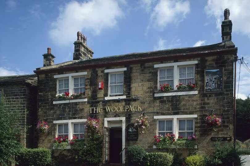 The Woolpack Pub from Emmerdale Farm TV programme, Yorkshire, England