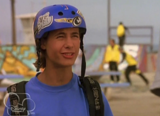 Brink wearing a helmet and looking goofy