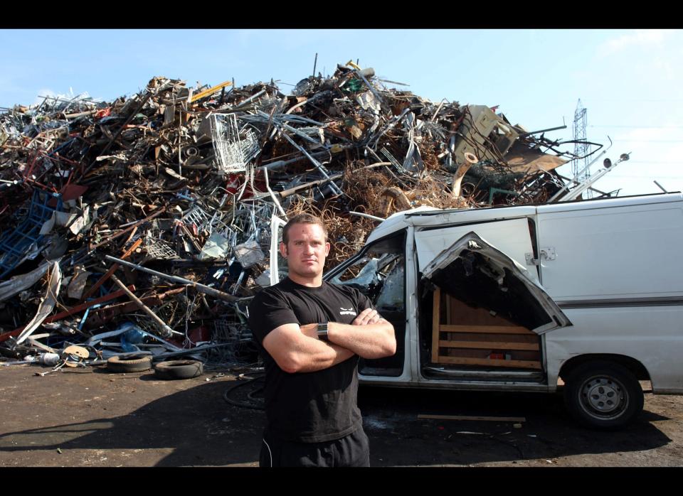 Ben Forrer outside Sita UK, a scrap yard in Coventry, today, 25, 2012.  Refer to NTI story NTICRUSH. Ben Forrer looked on in horror as a Coventry scrapyard crushed his van by mistake.  Ben Forrer had only left his Citroen Relay for a few minutes as he dropped off an old cooker at the Sita yard, in Longford.  But workers mistook the van for scrap and began crushing it in the jaws of a mechanical grabber