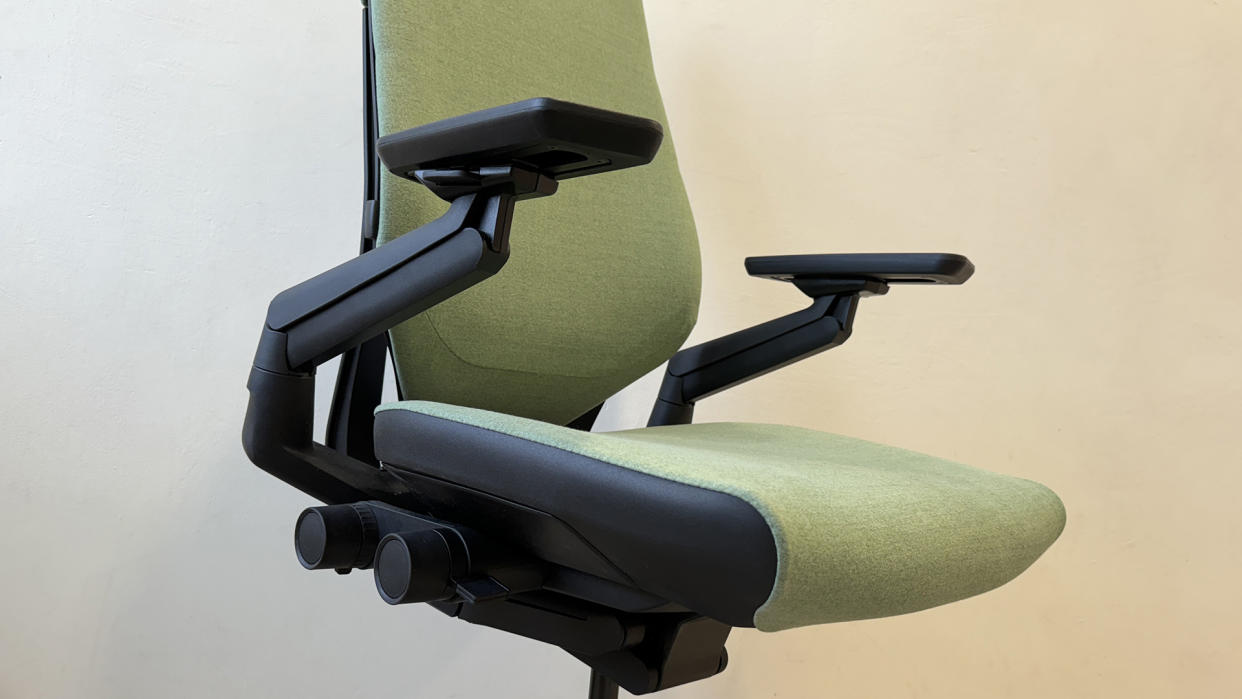  A close-up shot of the Steelcase Gesture chair. . 