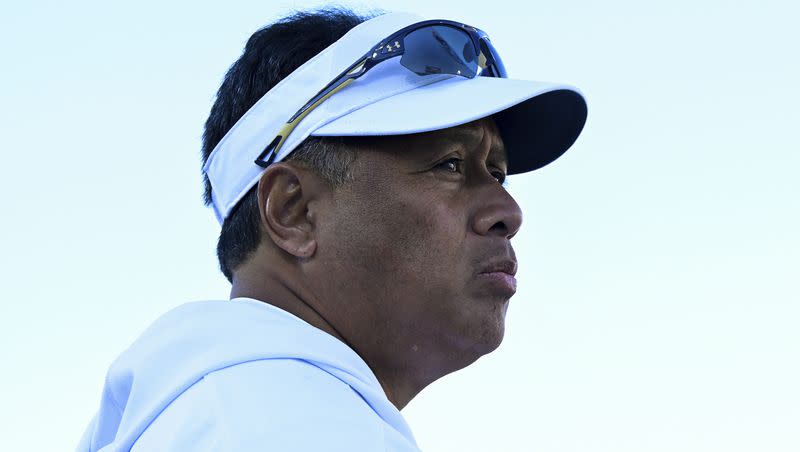 Navy coach Ken Niumatalolo looks on from the sideline before a game against Temple on Oct. 29, 2022, in Annapolis, Md. Niumatalolo and Bronco Mendenhall are among the new head coaches to join the Mountain West Conference this offseason.