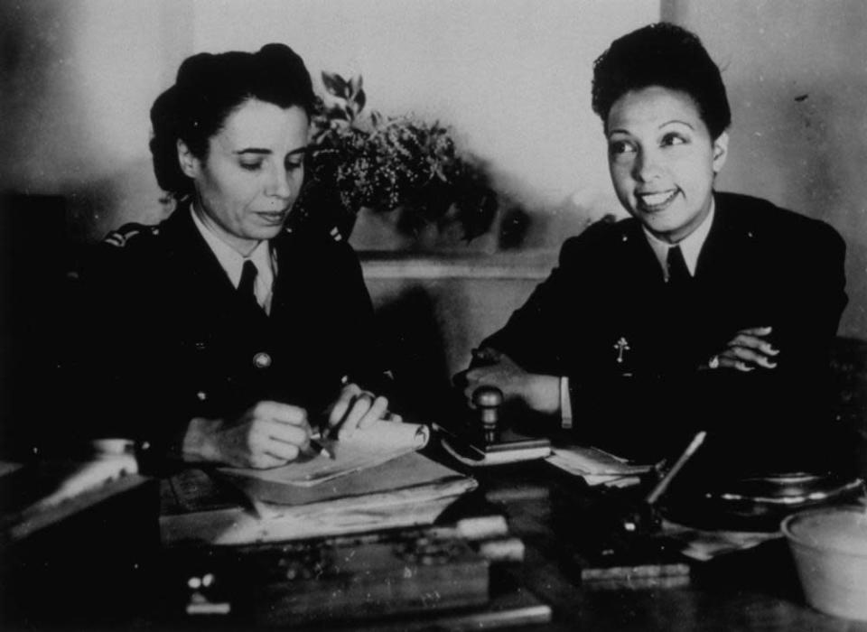 Josephine Baker, right, as a volunteer in the Free French Women&#x002019;s Air Auxiliary.