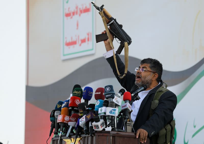 Houthi supporters rally after U.S. and Britain carry out strikes against Houthis