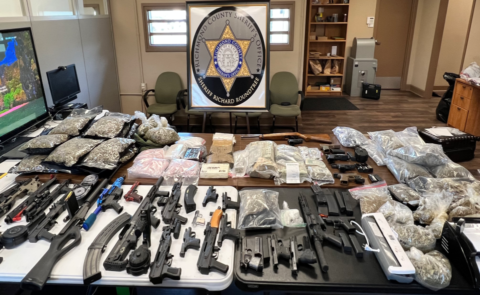More than 60 guns and hundreds of pounds of illegal drugs were seized in Augusta in "Operation No Loyalty."
