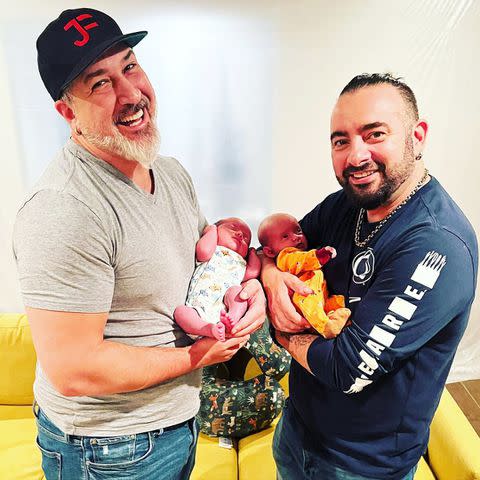 Lance Bass/Instagram Joey Fatone and Chris Kirkpatrick meet Lance Bass' twins
