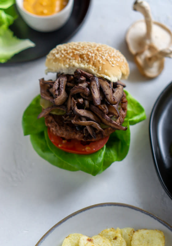 <p>A beyond meat burger recipe that will blow your mind! This vegetarian burger tastes so much like the real thing, no one will believe it’s plant-based!</p><p><strong>Get the recipe: <a href="https://jz-eats.com/wild-mushroom-beyond-meat-burgers/" rel="nofollow noopener" target="_blank" data-ylk="slk:Wild Mushroom Beyond Meat Burgers;elm:context_link;itc:0;sec:content-canvas" class="link "><em>Wild Mushroom Beyond Meat Burgers</em></a></strong></p>