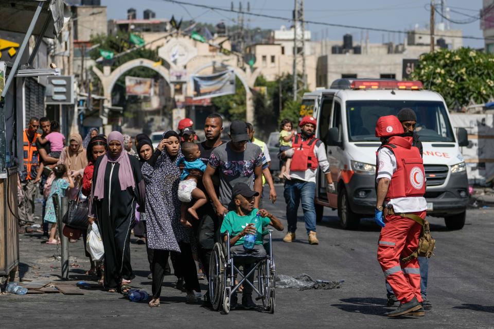 Residents of the Jenin refugee camp fled their homes as the Israeli military pressed ahead with an operation in the area, in Jenin, West Bank, on July 4.