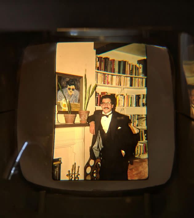 "This is an old Kodak slide of my Dad from 1979 that my Mom showed me shortly before he died in 2019 — another format in which he’ll forever be memorialized," the author writes. <span class="copyright">Courtesy of Diana Weisman</span>