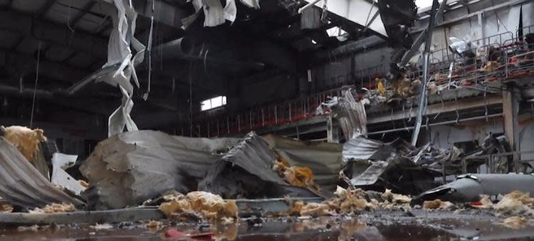 The ice arena in Kharkiv, Ukraine, destroyed in a Russian missile attack.