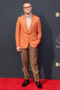 <p>Orange you glad you saw this bold orange suit jacket that Rogen (who also wore David Yurman and Christian Louboutin) chose for the occasion?</p>