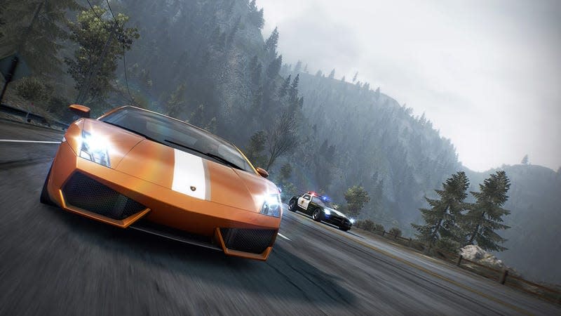 Screenshot of a Lamborghini Gallardo in Need For Speed: Hot Pursuit Remastered.