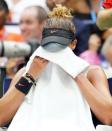 Sept 9, 2017; New York, NY, USA; Sloan Stephens of the USA after losing a second set game to Madison Keys of the USA in the Women's Final in Ashe Stadium at the USTA Billie Jean King National Tennis Center. Mandatory Credit: Robert Deutsch-USA TODAY Sports