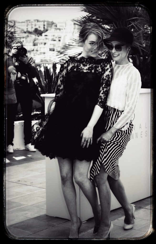 With Emma Stone in Cannes, 2015 (Credit: Olivier Vigerie/Getty Images)