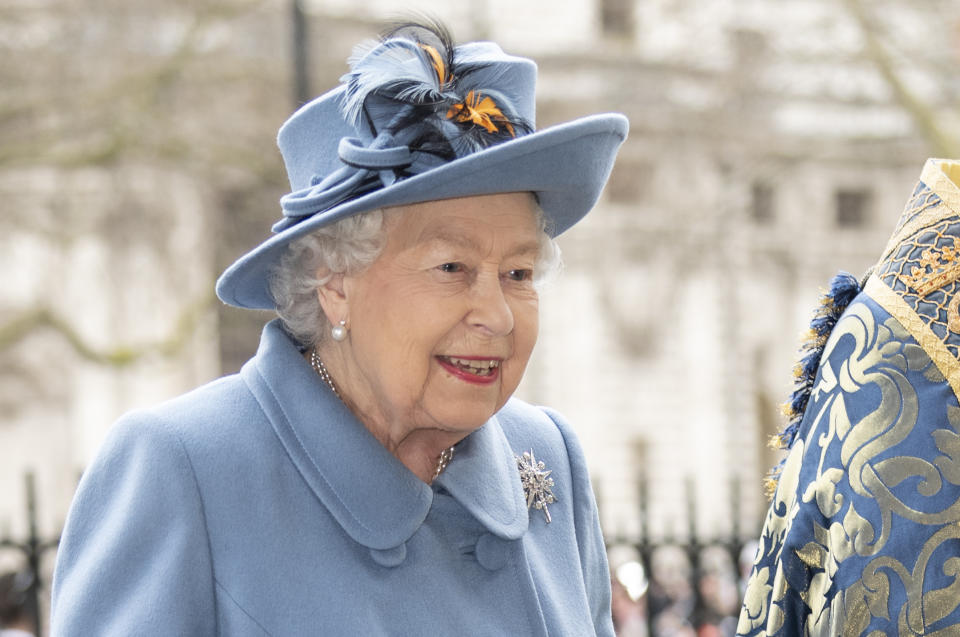 LONDON, ENGLAND - MARCH 09: Queen Elizabeth II attends the Commonwealth Day Service 2020 at Westminster Abbey on March 9, 2020 in London, England. (Photo by Mark Cuthbert/UK Press via Getty Images)