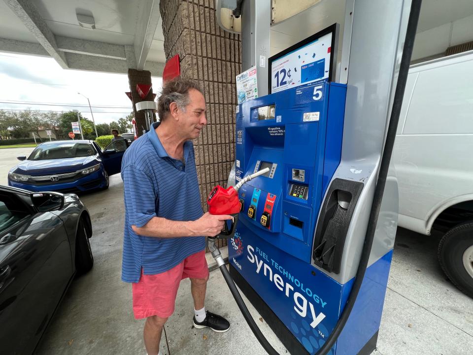 Howard Dobbs, 74, filled up his car at a suburban Delray Beach Mobil gas station on Monday afternoon.