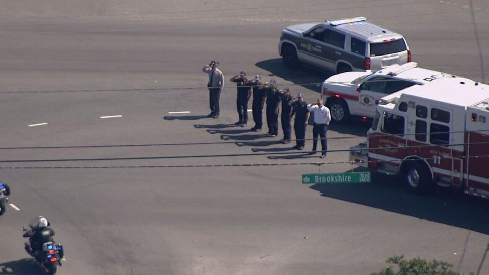 A procession was held for Alden Elliott, one of the four officers killed in the line of duty Monday. Agencies and individuals saluted the cars that would take Elliott to his funeral in Catawba.