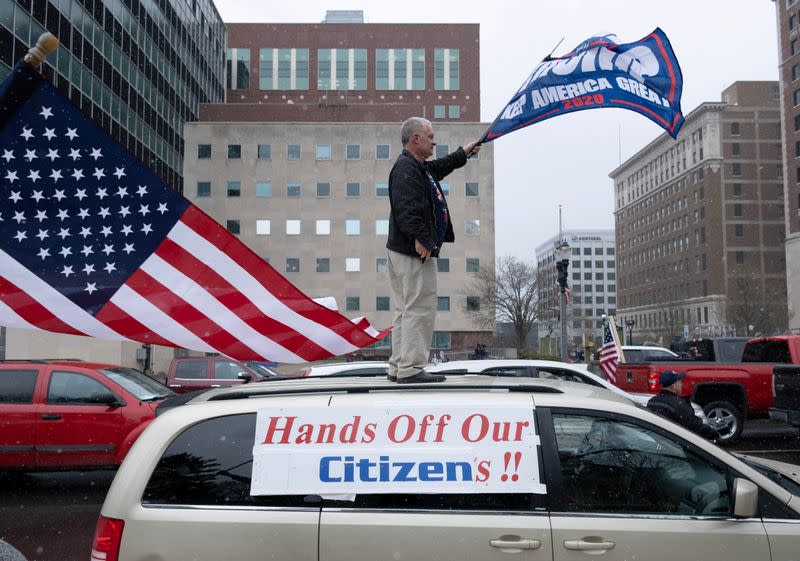 Protest against the state's extended stay-at-home order in Lansing