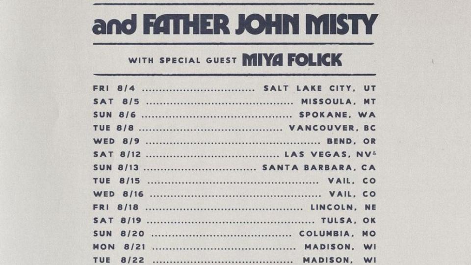 father john misty head and the heart 2023 co-headlining tour poster dates tickets