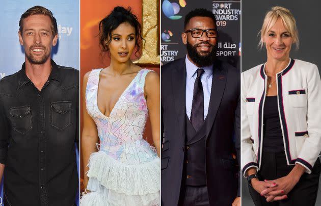 Peter Crouch, Maya Jama, Ugo Monye and Louise Minchin (Photo: David M Bennett/NurPhoto/Jeff Spicer/Massimiliano Donati/Awakening/Getty)