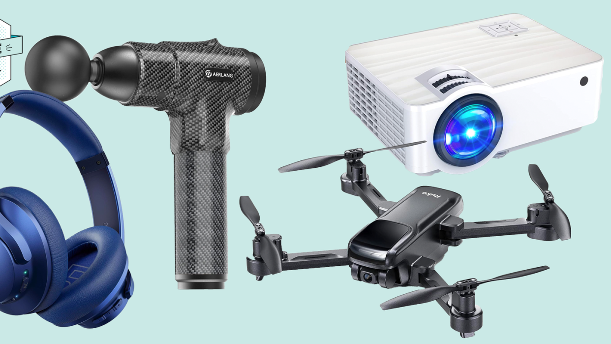 headphones massage gun drone and projector on sale for cyber monday