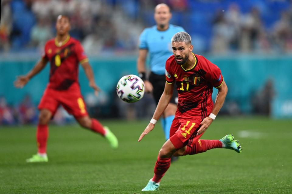 Yannick Carrasco carries the ball forward against Russia (Getty)